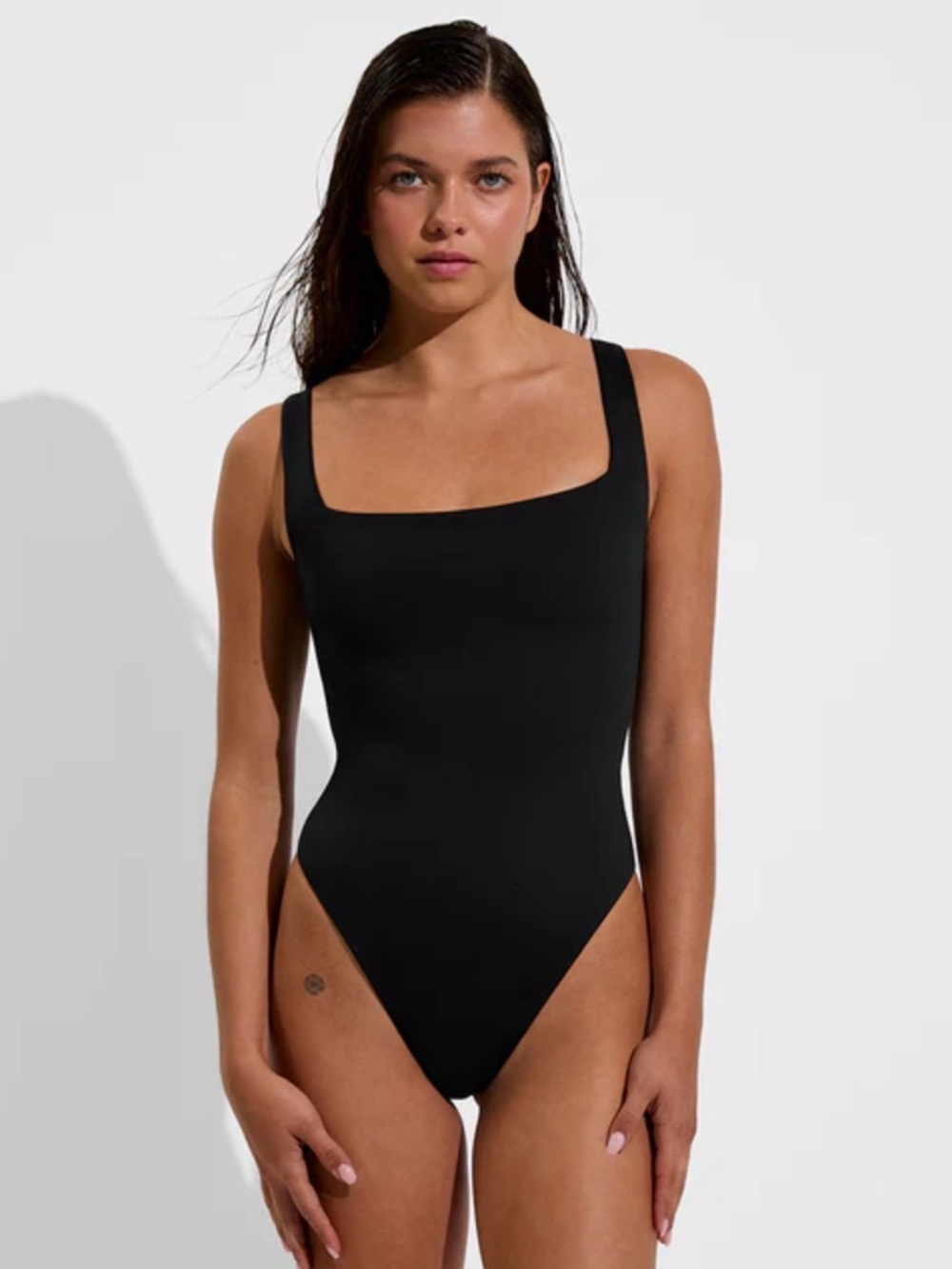 Left On Friday Black Streamline One Piece Sz M
